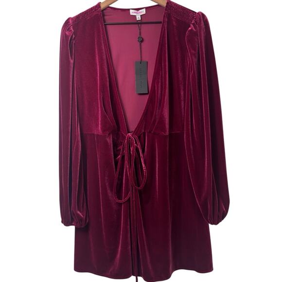 GIANNI BINI LIGHTON WRAP MERLOT WOMEN XS MINI DRESS BRAND NEW WITH TAGS - Picture 2 of 6